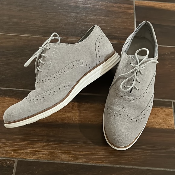 Cole Haan Suede Grand Wingtip II Lace Up Loafer - Picture 2 of 7